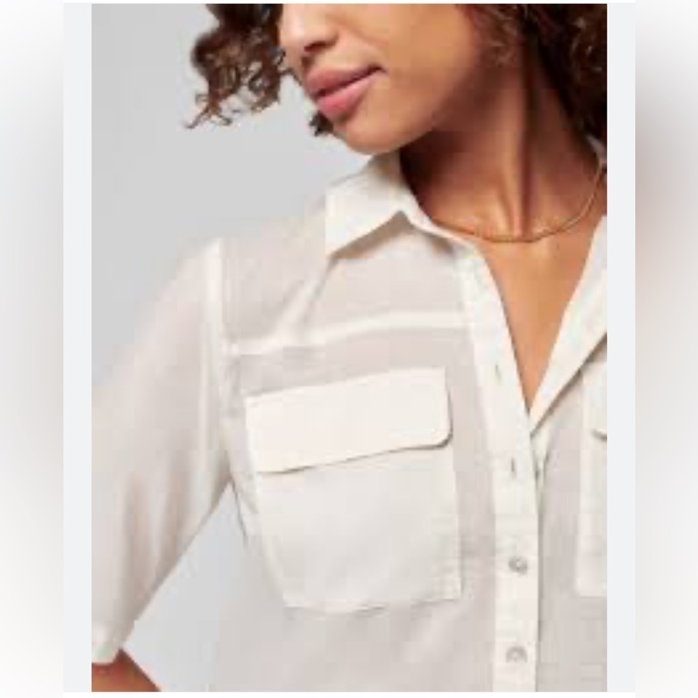 Faherty uptown organic cotton off white button down blouse - Picture 4 of 10